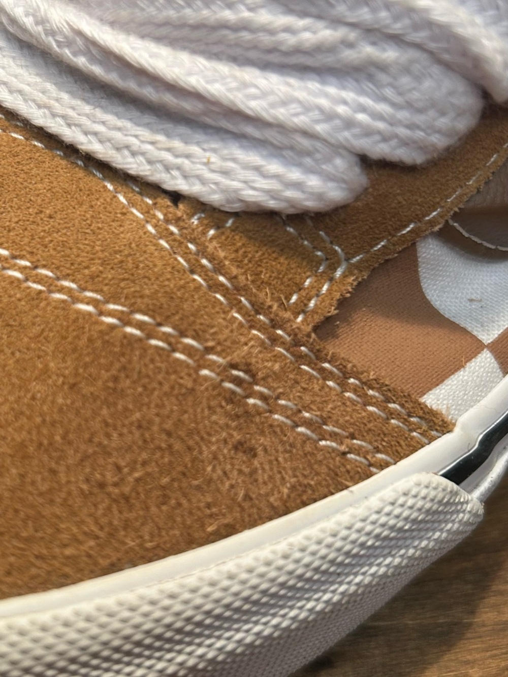 Vans Knu Skool Mega Check Suede / Canvas Brown / White Skate sneakers - Picture 6 of 15